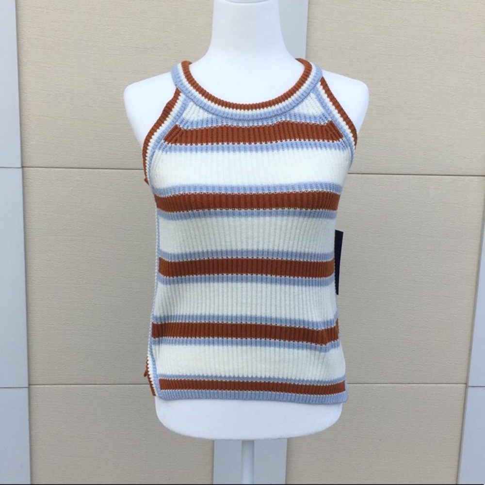 Freshmen striped sleeveless sweater top